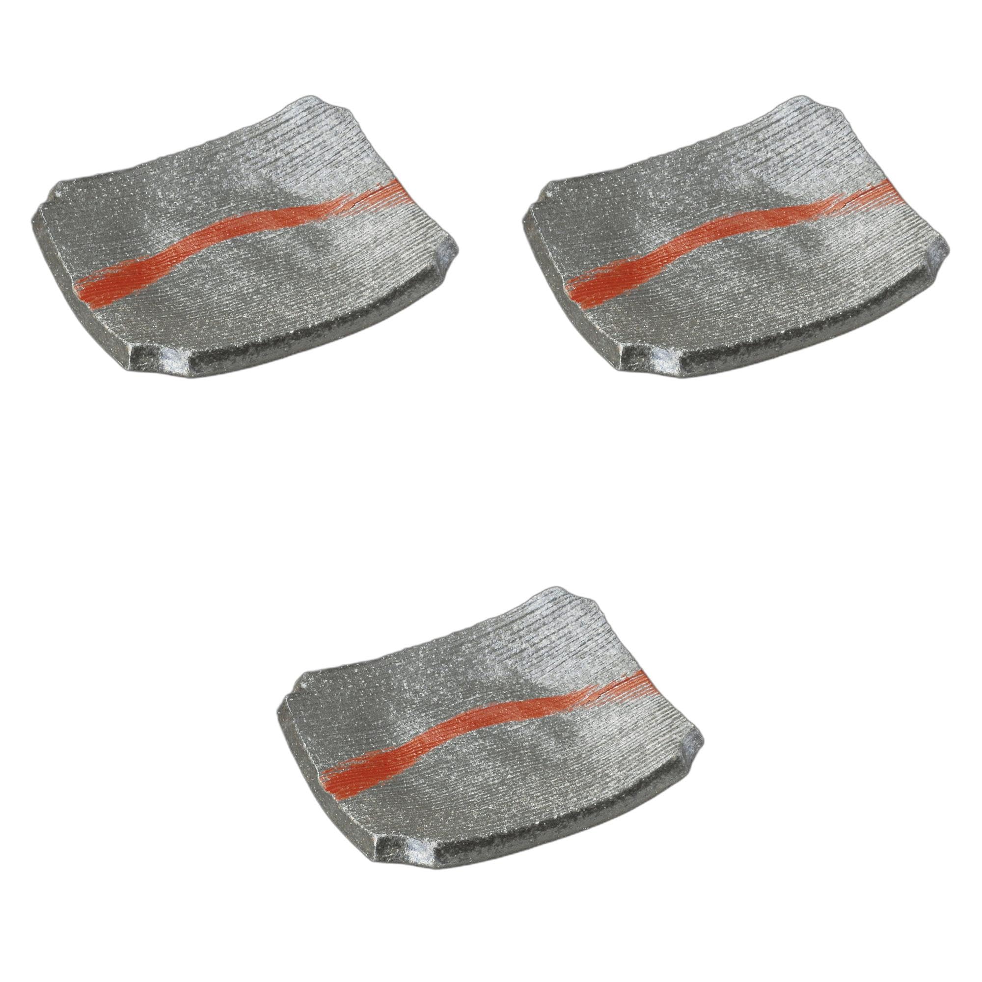 

Set of 3 Akatsuki Square Plates x x Ceramic Pottery Plates by Setomonohonpo [19 15.2 3cm]