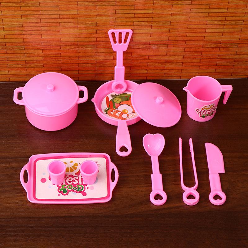 Mini Tableware Kitchenware Set Dollhouse Simulation Pot Tray Cup Set Doll Home Kitchen Decoration Pretend Play Toys Kid Gifts