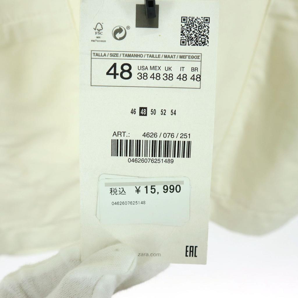 Unused ZARA Cotton Long Sleeve Thin Tailored Jacket 48 White Women Used