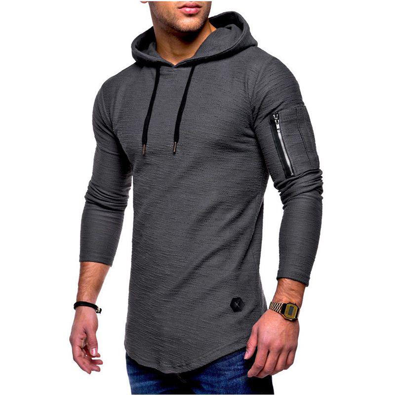 Slim Gym Mens Fit Hoodie Long Sleeve Muscle Tee Tshirt Tops Sweatshirt Blouse