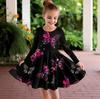 Mädchen Lässiges 3D-Schmetterlingsmuster Print Rundhals Langarm Kleid Kinder Prinzessinnenkleid