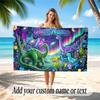 Dinosaur Theme Quick Dry Beach Towel Custom Name Text Print Large Sand Resistant Towel Beach Vacation