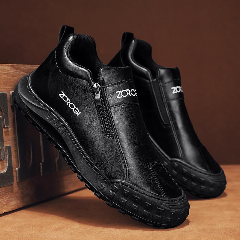 Fashion Men's Casual Shoes Outdoor Lightweight Man Ankle Boots Breathable Leather Walking Sneakers Anti Slip Leisure Short Boots