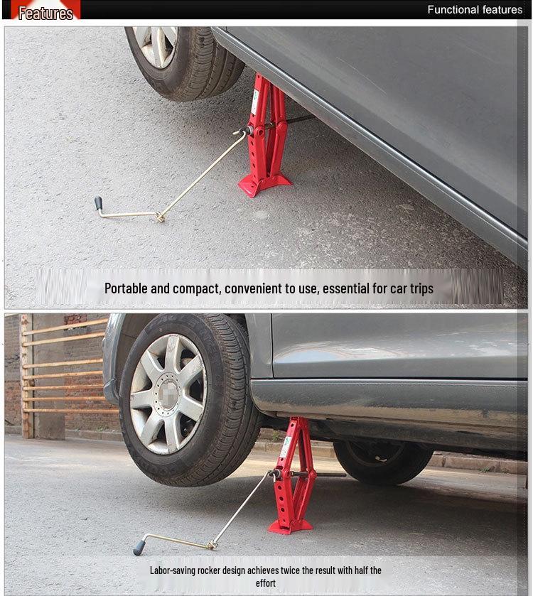 Cric Auto 2.0T cu Manivelă Foarfecă, Utilizare de Urgență în Aer Liber, Negru