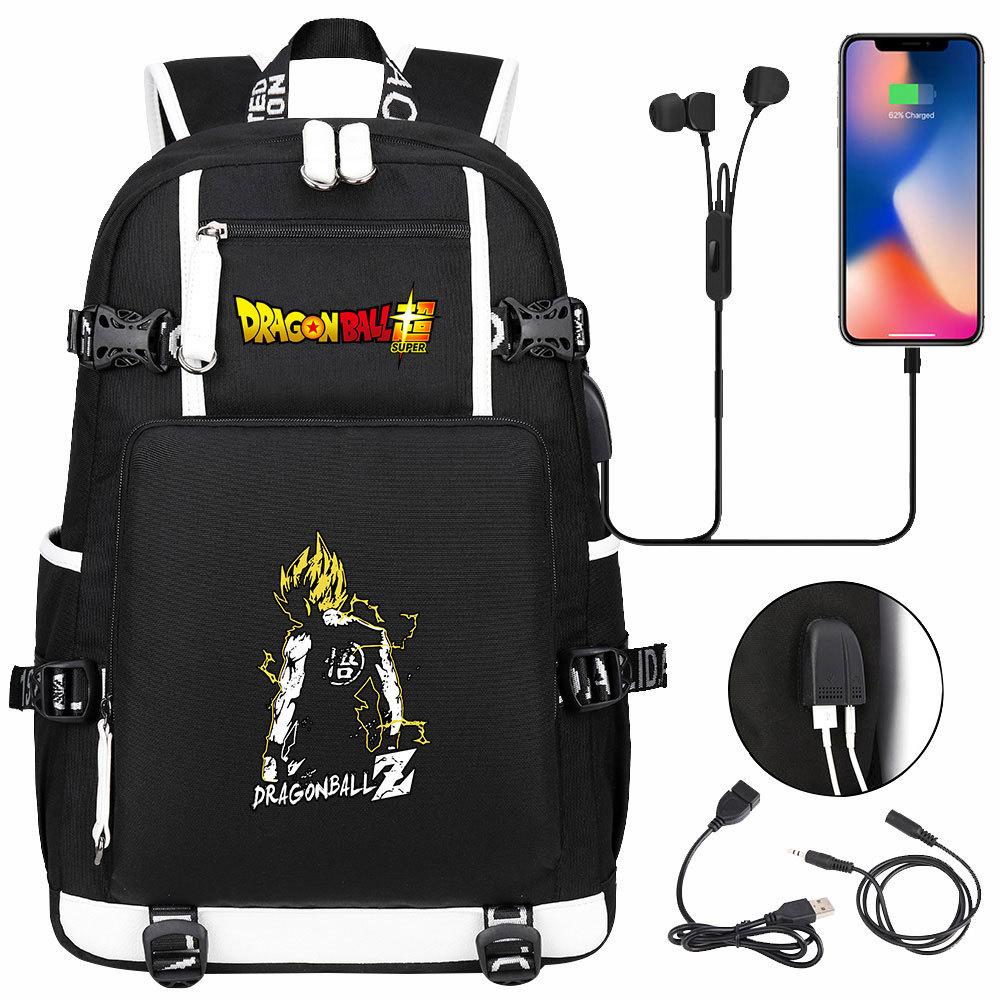 Vegeta Sun Wukong Dragon Ball Ultra USB Headphones Teen Student School Bag Men's and Women's Leisure Travel Backpack