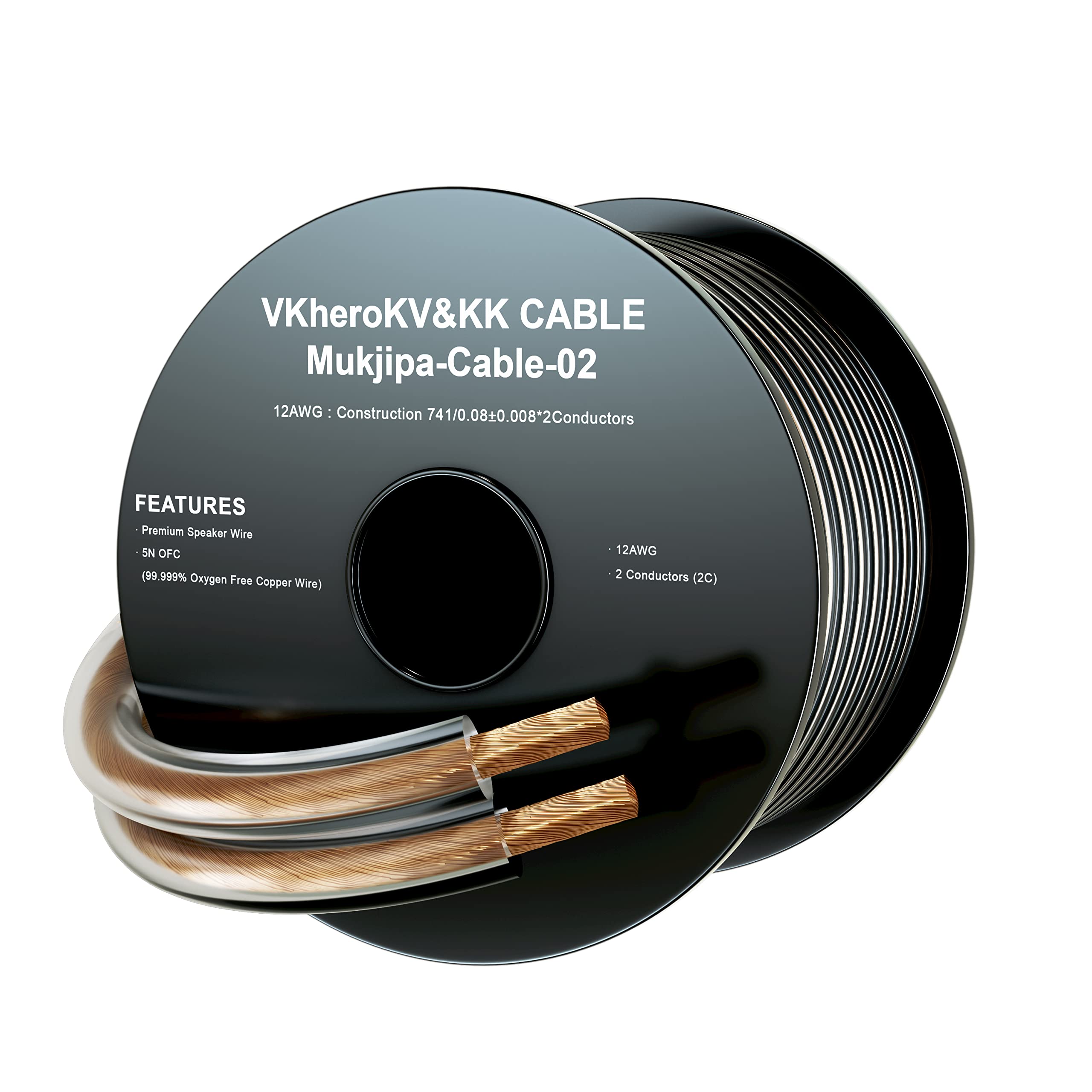 

KK Cable Mukjipa-Cable-03 12AWG (Gauge) x 2 Conductor Audio Cable, 5N (99.999%) OFC Oxygen-Free Pure Copper Speaker Cable, 700 Cores x 2 Conductors, S