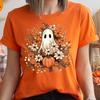 Cute Ghost Shirts, Pumpkin Graphic Tees, Floral Outfit, Spooky Season T-Shirt, Fall Clothing, Autumn Crewneck Sweatshirt, Girls Vneck Tshirt