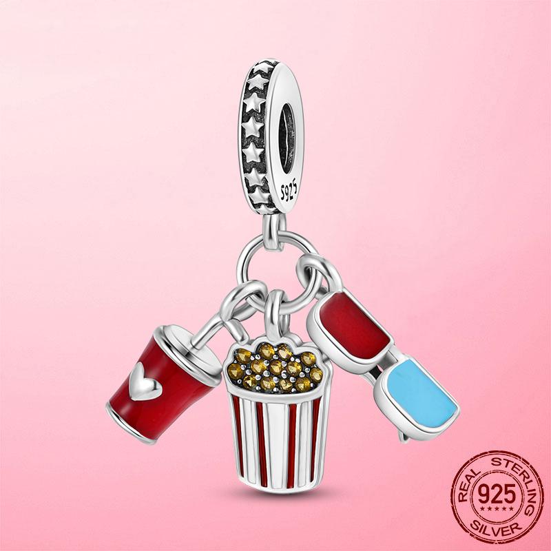 New 925 Silver Snake Coffee Cup Dog CZ Cactus Charms Beads Fit Original Women Bracelet Fine Silver Jewelry Gift