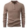 AIOPESON Premium Solid Color Polo Men Slim Fit Henley Long Sleeve Luxury Textured Fabric Business Casual Mens Polo Shirts