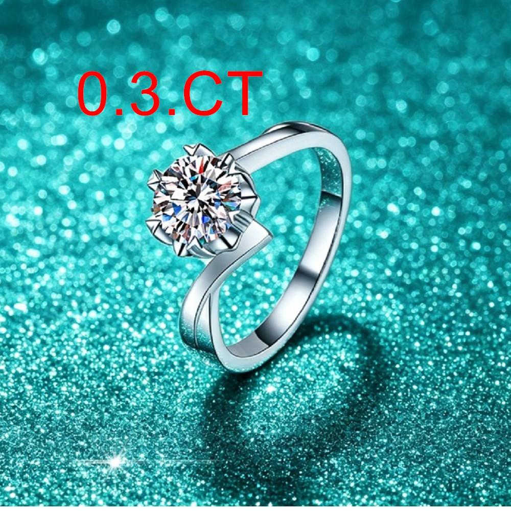 VENTFILLE 100% CopperMoissanite Ring Diamond 0.3/1CT D Color For Women Engagement Wedding Band Jewelry