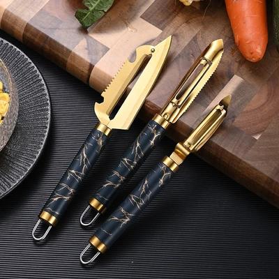 1Pc Gold Color Peeler Stainless Steel Multifunction Fruit Vegetable Planer Fish Scale Manual Quick Remover Knife Kitchen Gadgets