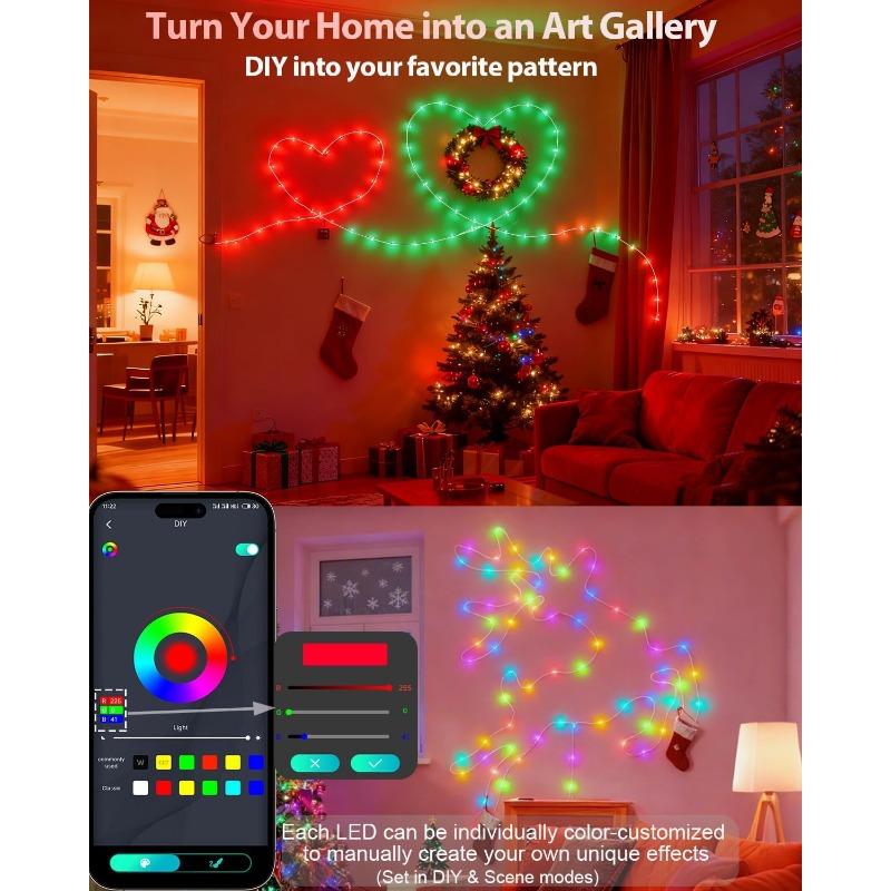 Smart Fairy String Lights DIY Twinkle Lights USB DIY Multicolor App/Remote Control for Bedroom Indoor Party Christmas Tree Decor