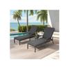 Chaise Longue De Jardin Avec Coussin En Coton, Chaise Longue De Piscine Réglable En Aluminium Antirouille, Grise (1 Pièce).