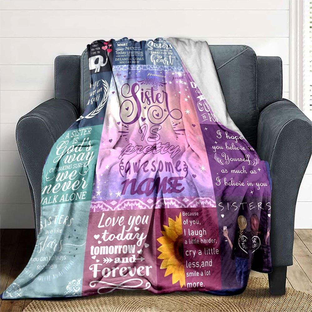Sisterhood Love And Support Throw Customizable Blanket Customize Your Name Ultrasoft For Sofa Couch Office Bed Picnics Four Seasons Multipurpose