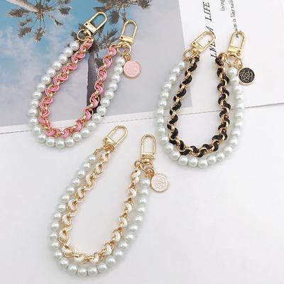 Vintage Pearl Bag Strap For Handbag Double Layer Chain Pearl Phone Lanyard