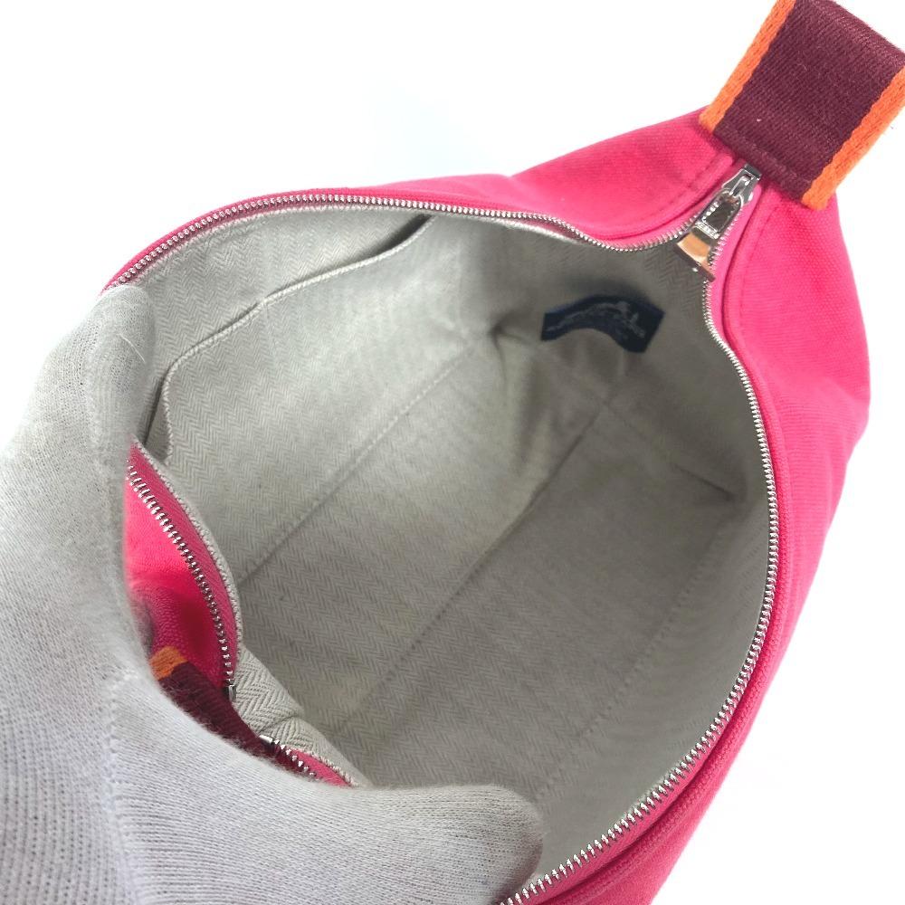 HERMES Brida Black PM Pouch bag vanity bag Hand Bag Canvas hibiscus pink