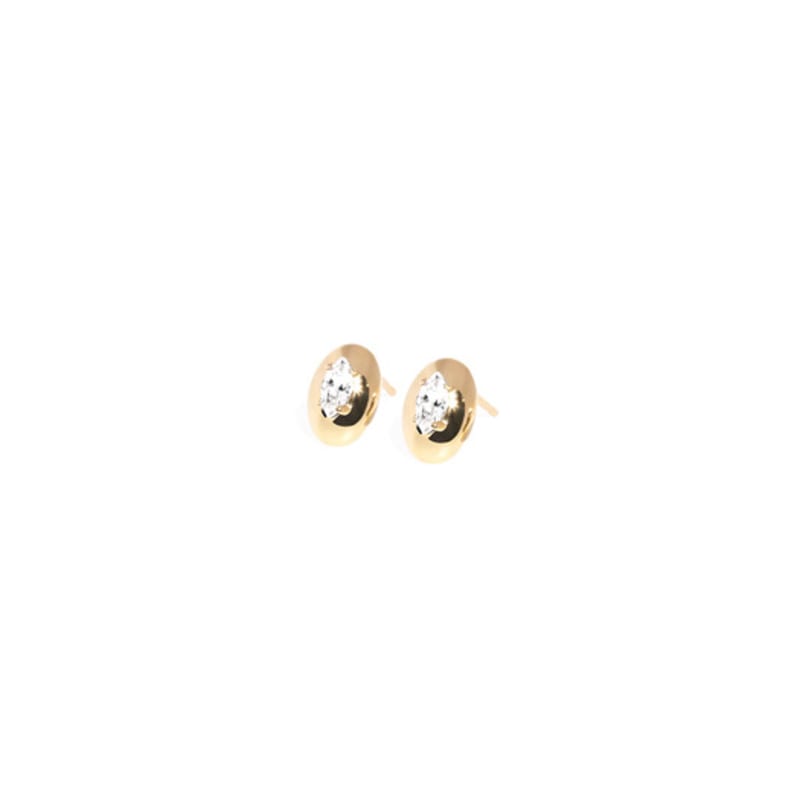 MAYBETOI 14k Frame Oval Marquise Cubic Earrings