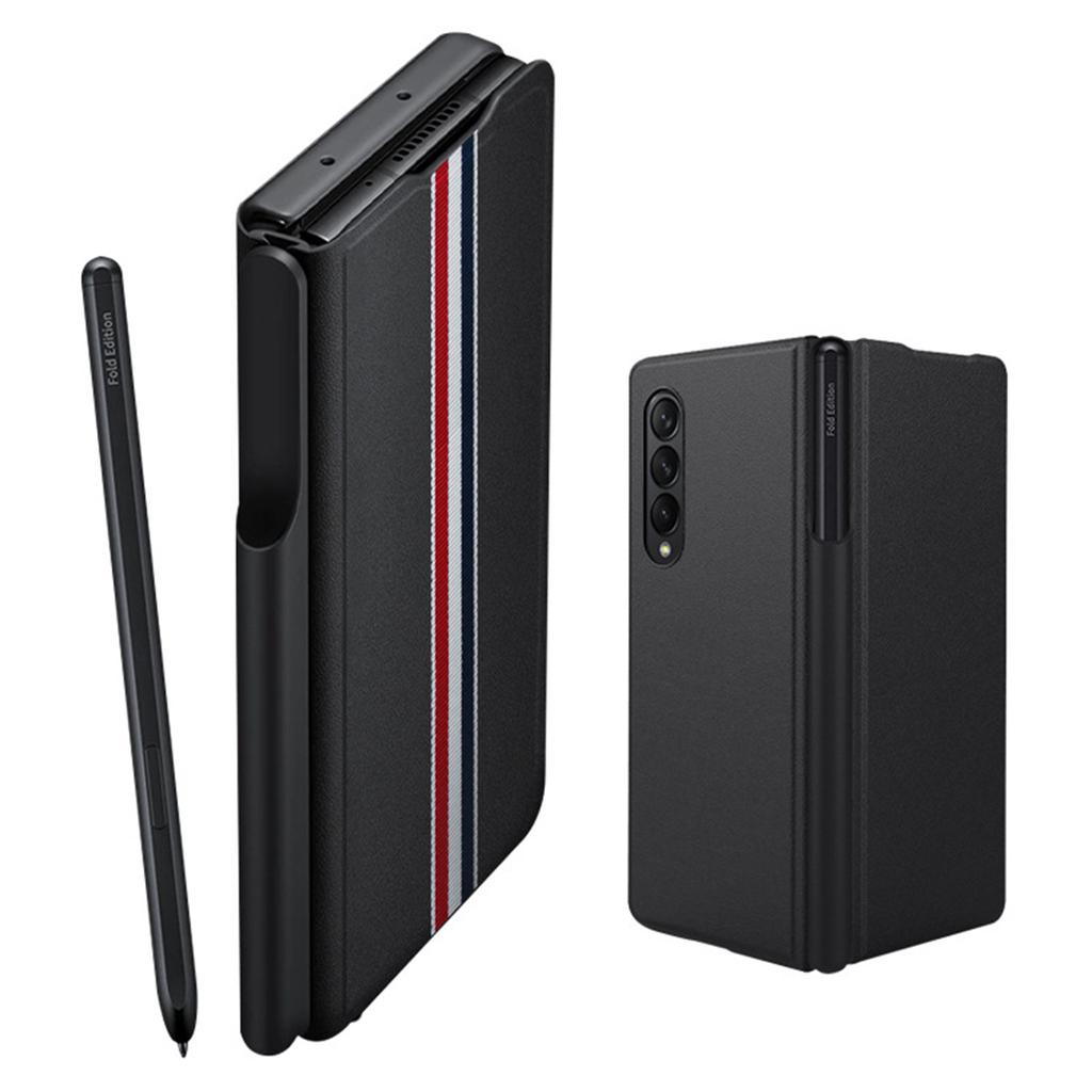 Custodia Pieghevole in Pelle Per Samsung Galaxy Z Fold 4 5g Custodia Sottile Pieghevole per Smartphone con Alloggio per Penna Cerniera Antiurto Custodia per Telefono