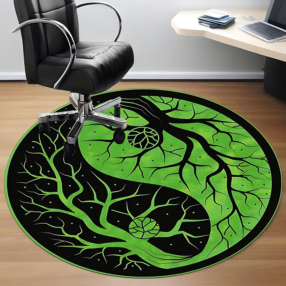1pc Yin Yang Tree Office Round Area Rug, Indoor Mat Suitable For Office, Under Office Chairs Bedroom Living Room Home Decor205