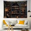 Vintage Bookshelf Tapestry Enchanted Castle Library Wall Hanging Bedroom Dormitory Living Room Decor