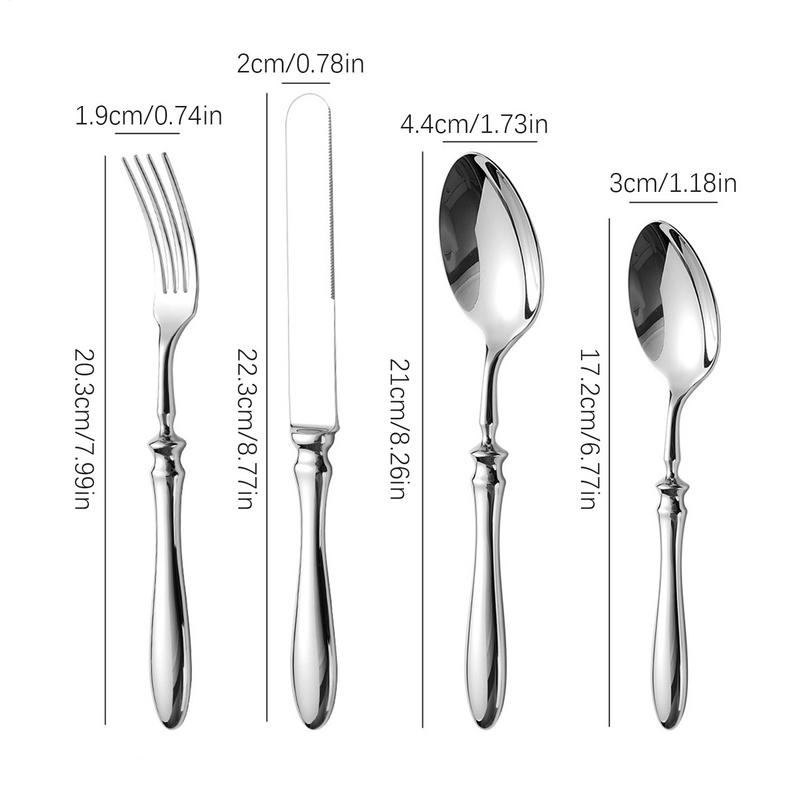 Silverware Set 4X Flatware Utensils Stainless Steel Eating Tableware Set Include Steak Cutter Fork And Spoon For Restaurant
