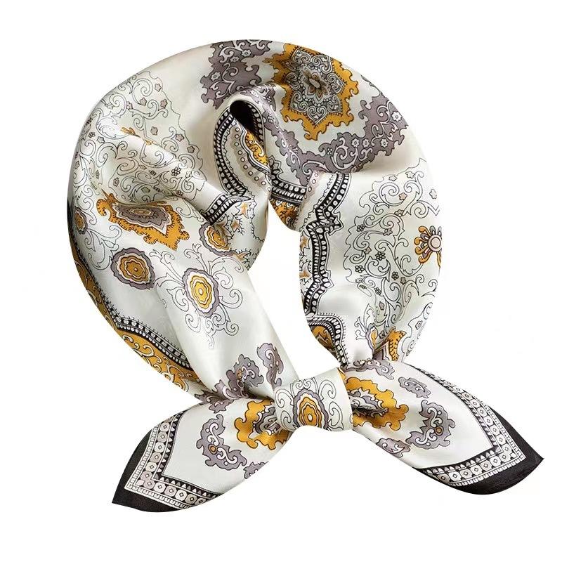 Three-dimensional Letter Printing New Small Square Scarf Accessories Silk Scarf Career Dress Neckerchief Versatile Silk Scarf