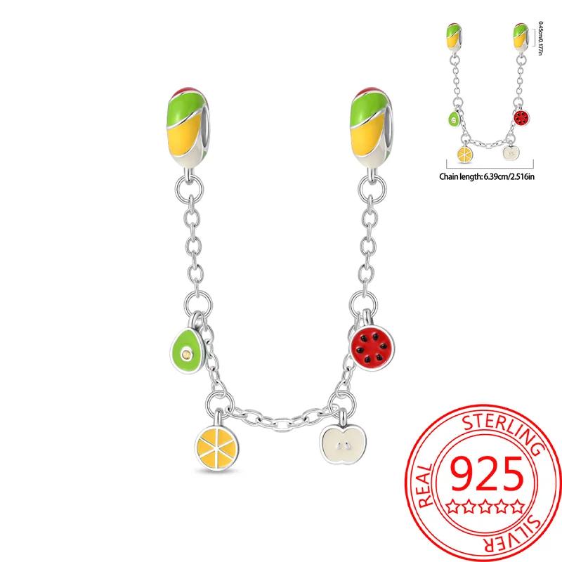 New Copper Sun&Moon&Star Heart Charms Colored Flower Bead Safety Chains Fit Original Bracelets For Women Diy Jewelry Gifts