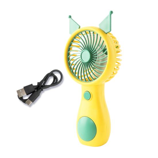 Tragbarer Mini-Ventilator im Cartoon-Katzenohren-Design, 5 mm Sicherheitsgitter-Turbinenflügel, 5 Geschwindigkeitsstufen, Schnellladefunktion