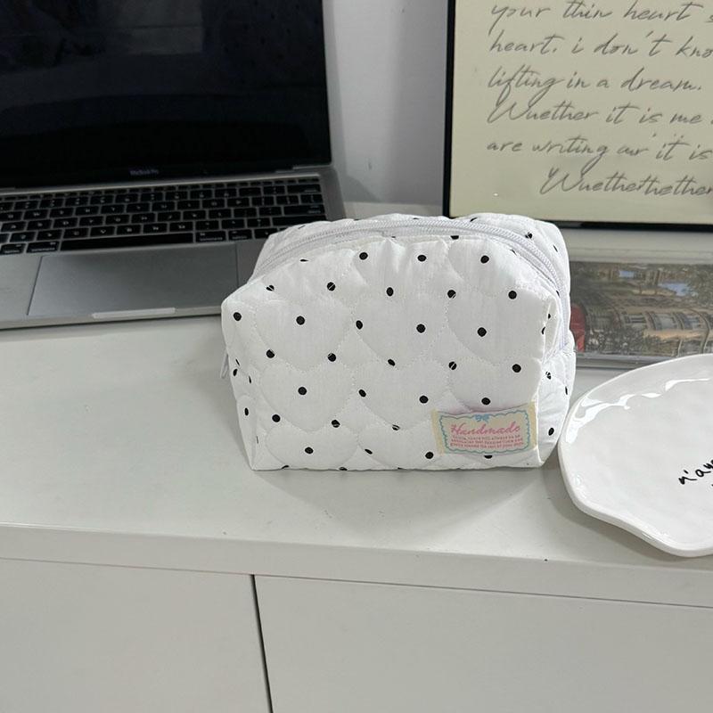 Kawaii Stepp Damen Kosmetiktasche Große Kapazität Reise Kulturtasche Reißverschluss Make-up Aufbewahrungstasche Karierte Münzbörse