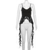 Summer Women Y2k Crop Tops Ladies Sleeveless Asymmetrical Ruffles Tank Top Lace Hem Slim Tanks Tops Shirts Streetwear