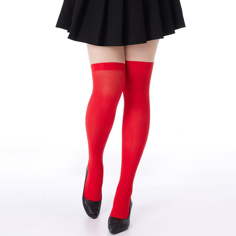 Red Stockings Knee High Velvet 80D Long Socks Sexy Spicy Girl Hosiery Costumes for Women Lingerie