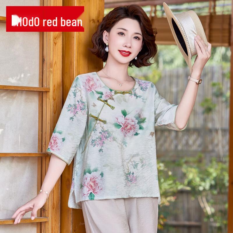 

Elegant Mid-Aged Women s 2025 Summer Fashion Top & Set 5XL
