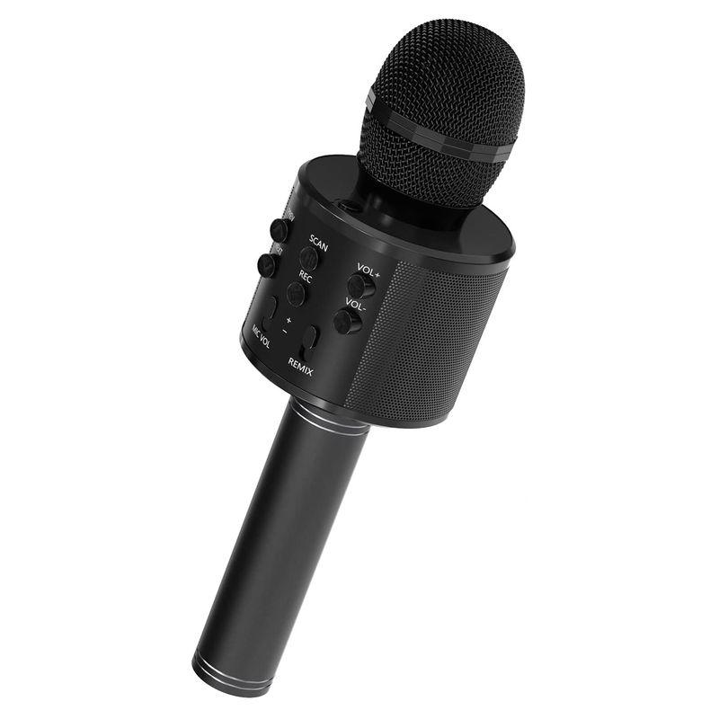 Bluetooth Wireless Karaoke Microphone All-in-One Portable Handheld Mic with Speaker Recorder Microfono Inalambrico WM SPK BLK