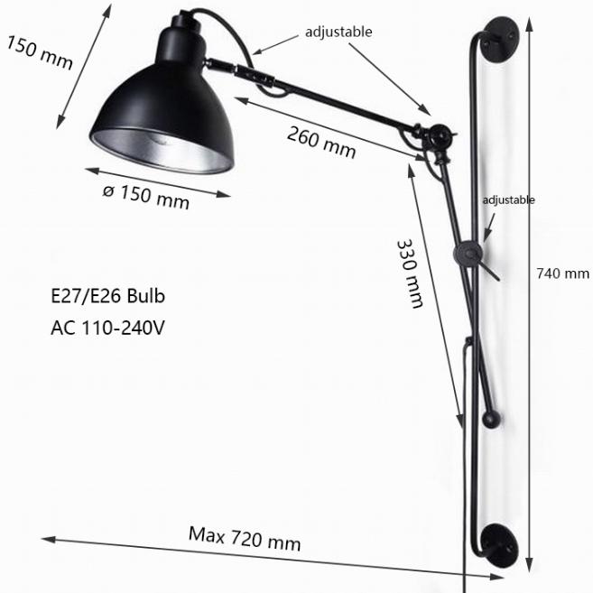 

Сучасний північний чорний промисловий регульований довгий гойдалки рука світлодіодні E27 220v настінні лампи світло для дому чорний