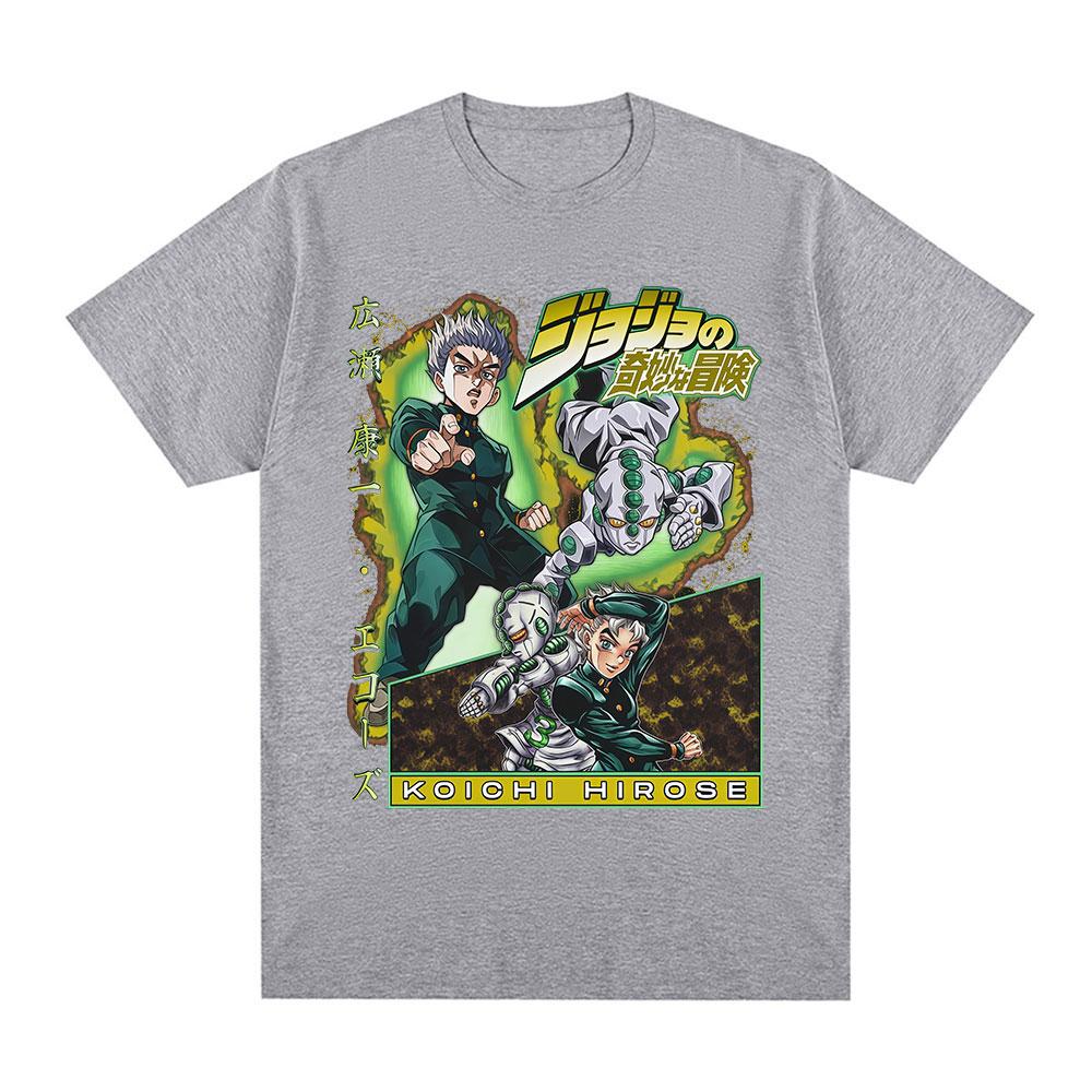 

Anime Jojo Bizarre Adventure Hirose Koichi Graphic Print T Shirts Unisex Casual Cotton Y2K Short Sleeves Oversized Top Streetwear 4XL