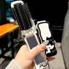 2 In 1 Creative Simple Foldable Cartoon Comb Portable Student Mini Cute Bangs Small Comb Soft Tooth Comb with Mirror