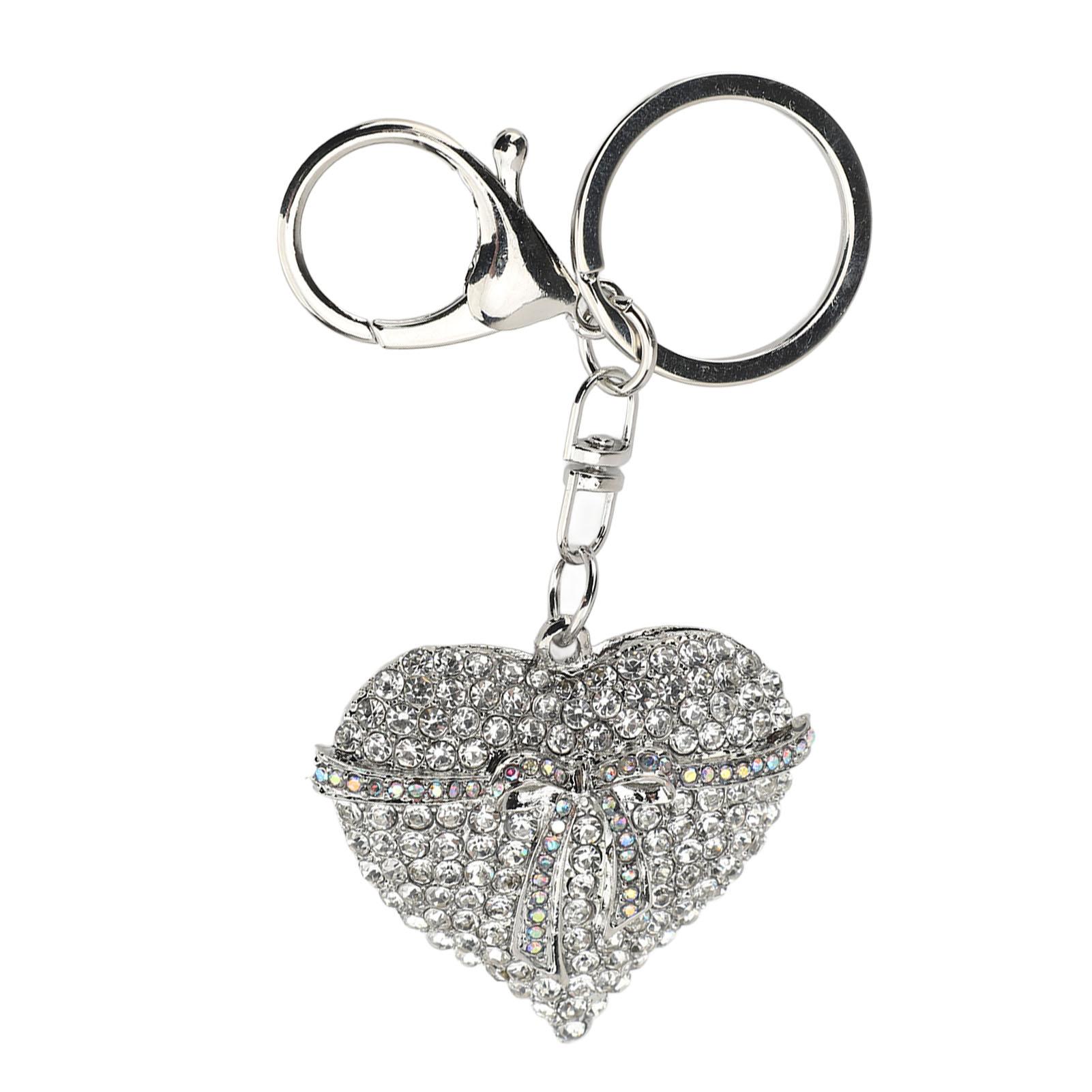 

Rhinestone Heart Shaped Key Chain Zinc Alloy Cute Bling Purse Decoration Keychain for Handbag Color