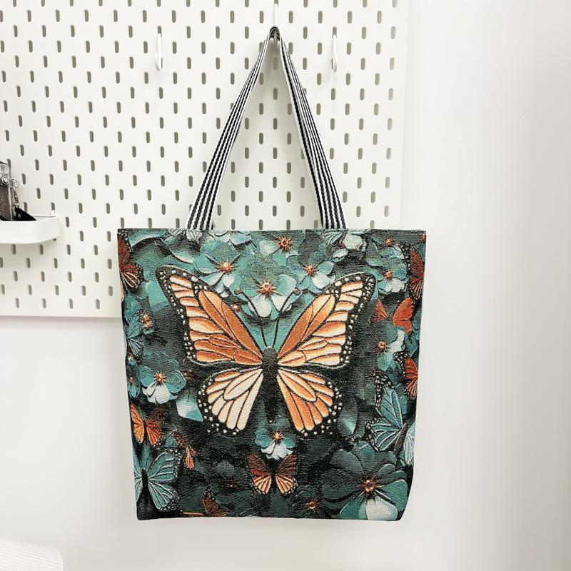 Butterfly Three-dimensional Embroidery Women's Bag Craft Casual Large Tote Capacity Bag