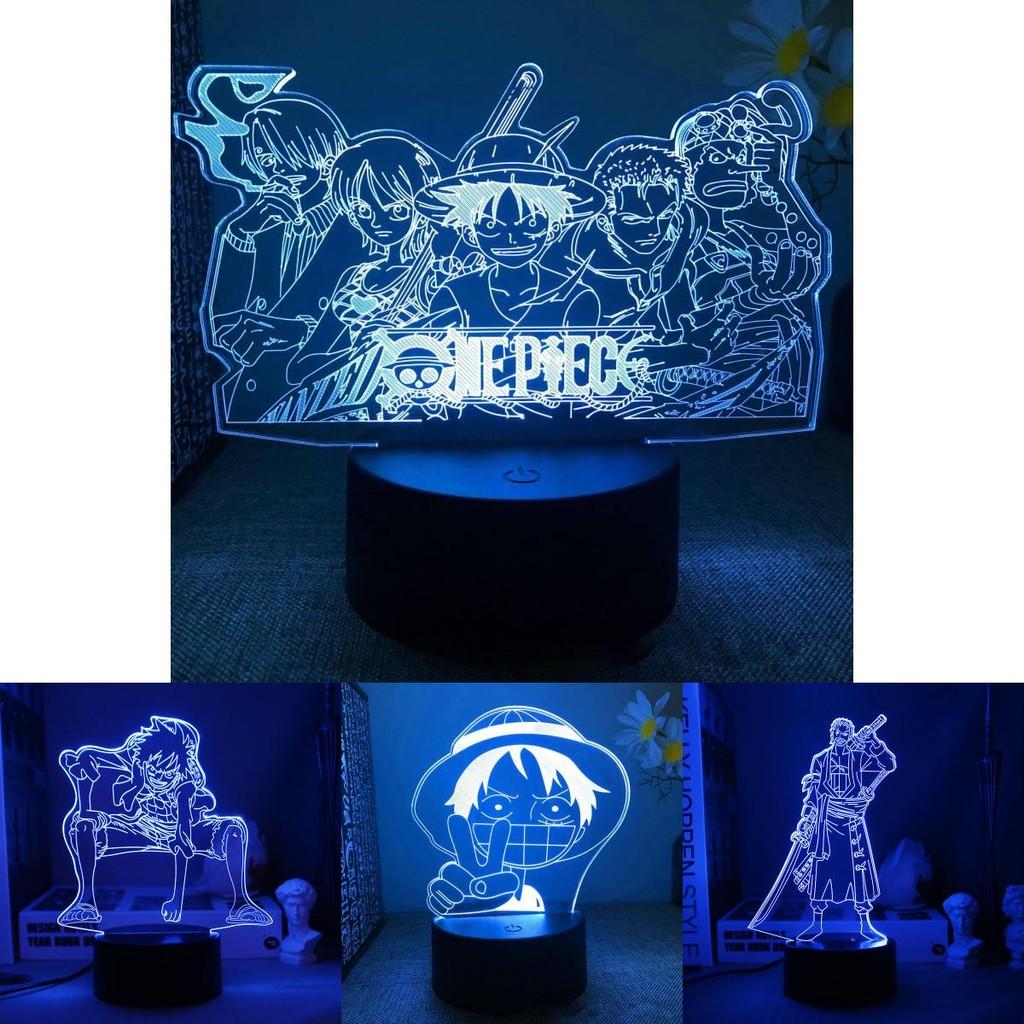 3D-Piratenkönig-LED-Nachtlicht mit USB-Touch-Steuerung, mit Ruffy und Zorro für moderne Schlafzimmer