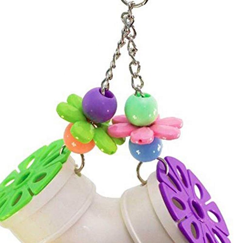 Acrylic Bird Chew Hang Toys Foraging Tube Parrot Cage Toy African Grey Cockatoo