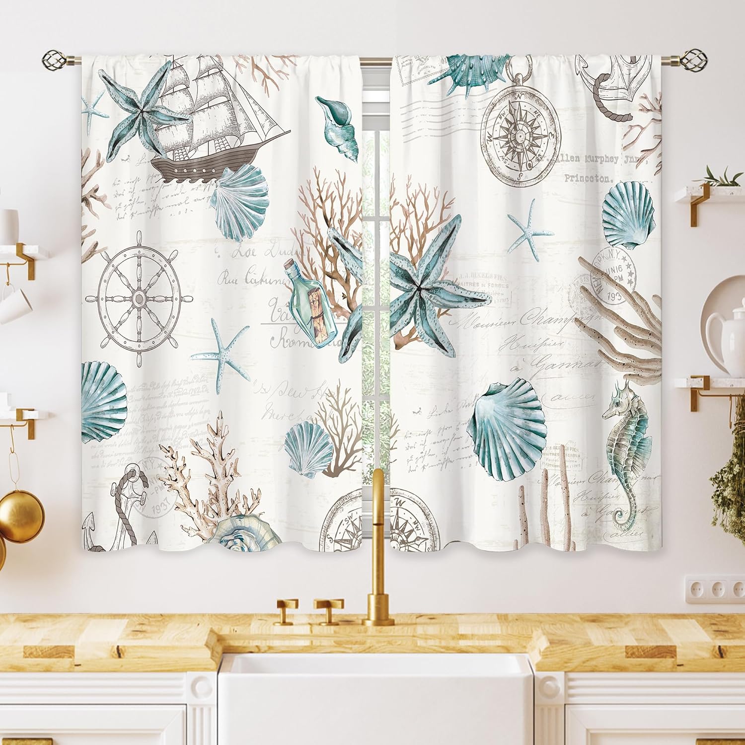 

Green Misty Forest Window Curtains Nature Pine Tree Woodland Mountain Landscape Bird Curtain Drapes Made Of Polyester With Rod Pocket Washable W100*H130(CM)-Grommet top&2PCS
