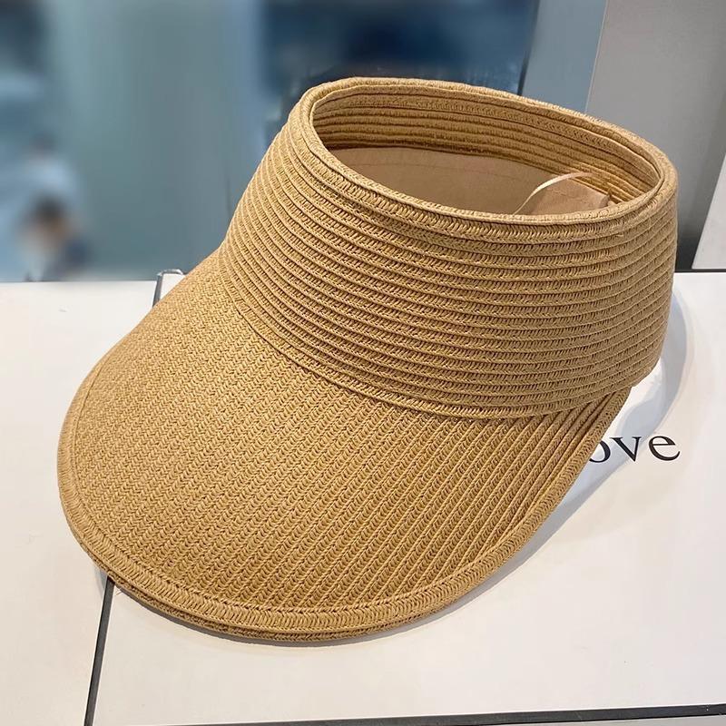 Export Grade Straw Empty Top Hat Summer Women's Outdoor Sunscreen Foldable Portable Braided Straw Hat New Sun Hat