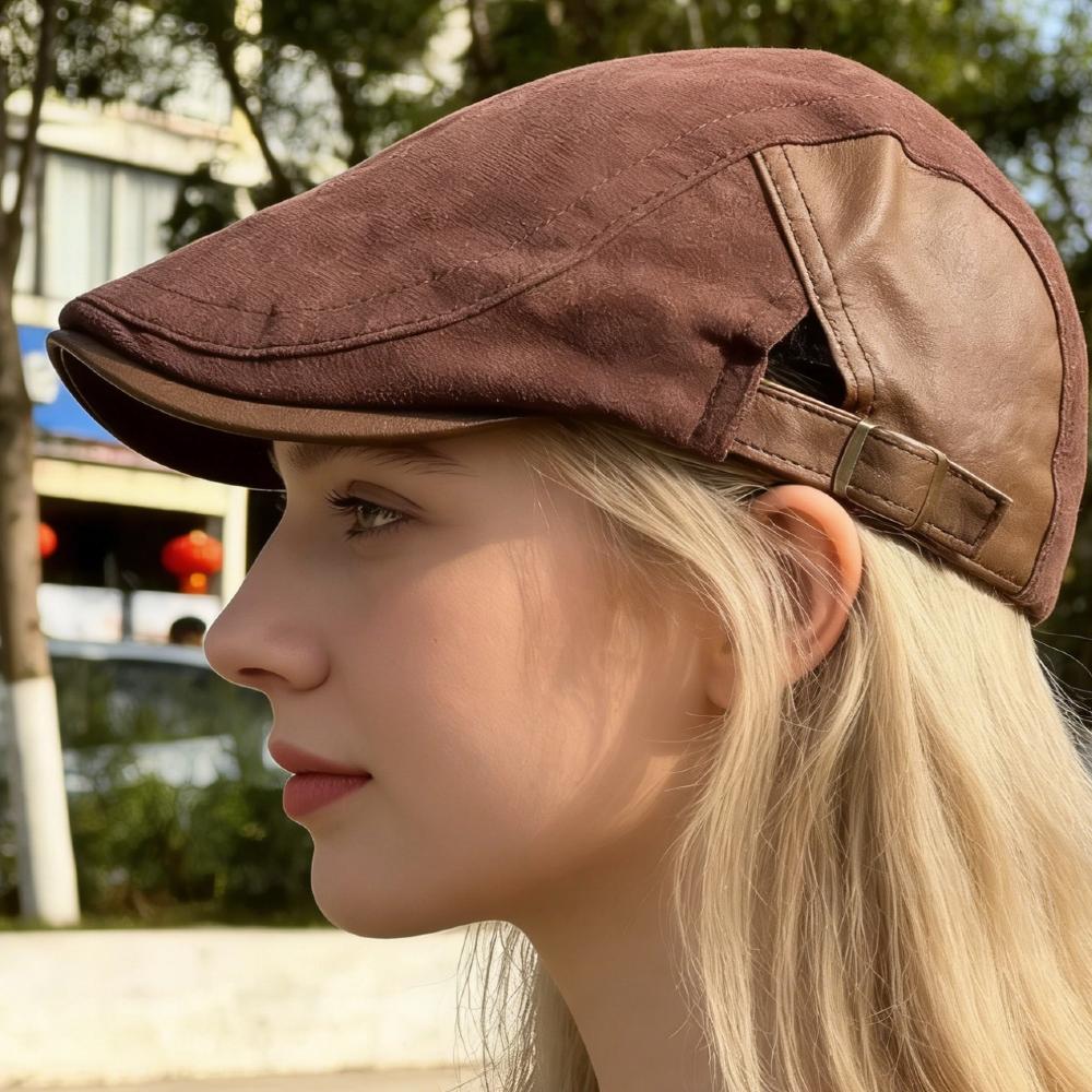 Nuovo Stile Unisex Berretti Piatto Vintage in Pelle Scamosciata Cappello Classico Newsboy Per Uomo Donna Quotidiano Casual & Stile Retro da Esterno Cappelli