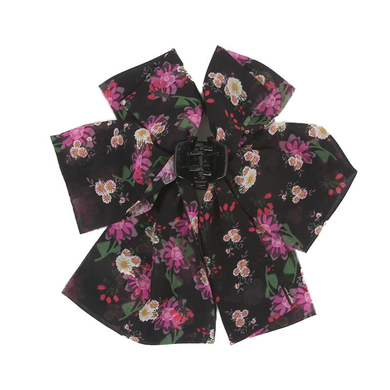 Elegant Women Large Bow Hair Claw Chiffon Big Bowknot Stain Bow Barrettes Hairpin Women Color Ponytail Clip Exquisite Sweet Hair Accessories