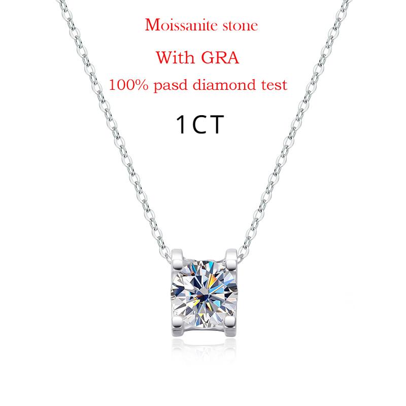 Smyoue 1-2CT Certified D Color Moissanite Pendants for Women Classic Wedding Necklace Original S925  Silver Jewelry GRA