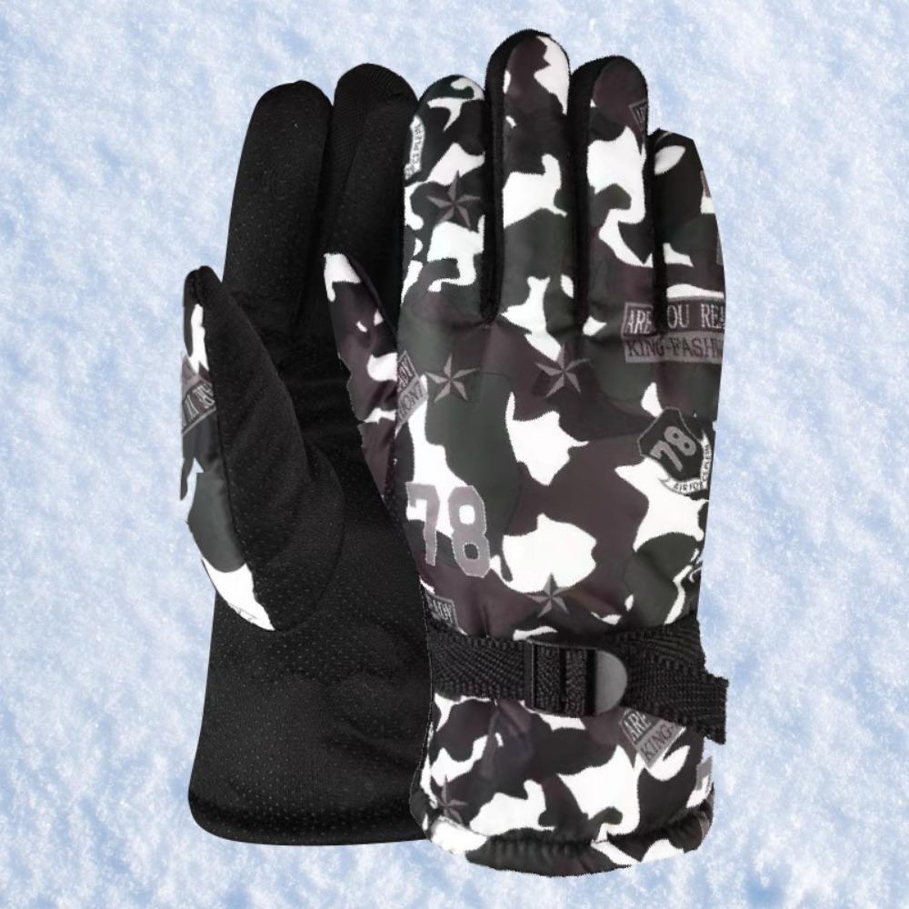 Ski gloves 78 autumn and winter warm gloves riding non-slip waterproof camouflage ski gloves velvet cotton gloves