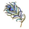 Elegant Colorful Peacock Feather Brooch with Rhinestones – Vintage Alloy Design for Men & Women