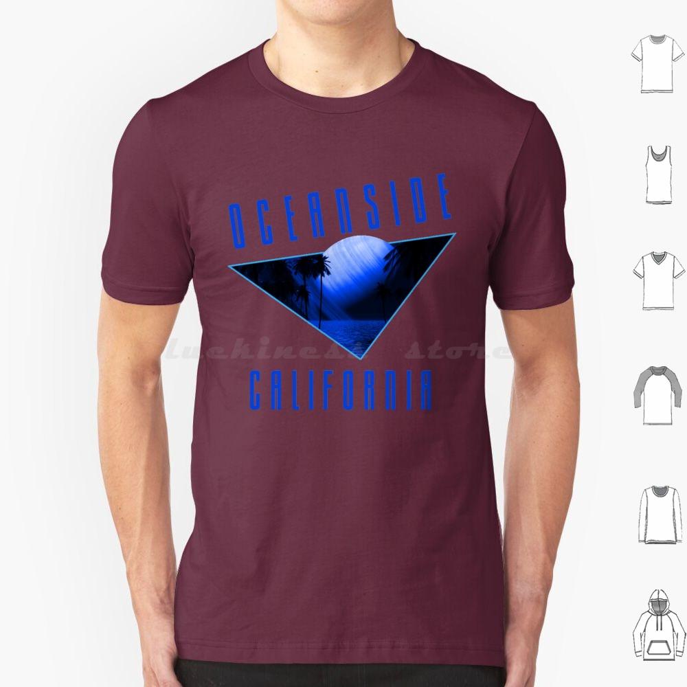 

Retro Eighties Oceanside CaliforniaElectric Blue Text Beach Surf T Shirt Cotton Men Women DIY Print Eighties Oceanside S