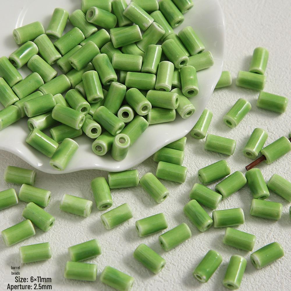 Handmade Cute Flower & Heart Green Ceramic Beads for DIY Jewelry