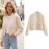 Willshela Damen Mode Uni Bomberjacken Mantel Mit Taschen V-Ausschnitt Einreihig Lange Ärmel Weibliche Schicke Damen Outfits